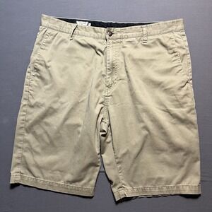 Volcom Men's Khaki Chino Shorts Flat Front Casual Everyday Size 38